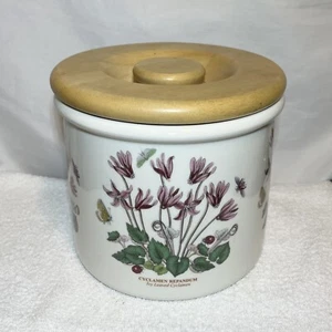 PORTMEIRION Botanic Garden CYCLAMEN 6.25”x 7” Storage Jar Wide Canister w/ Lid - Picture 1 of 11