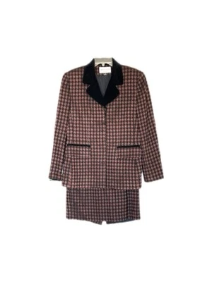 Albert Nipon Suit Vintage Wool Blend 2 Piece Skirt Set Brown And Black Women’s 8 - Image 1 of 4