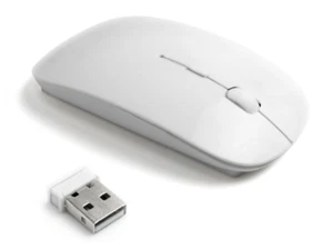 White Ultra Slim Thin Wireless Mouse Mice for PC Laptop Windows Apple Macbook  - Picture 1 of 6