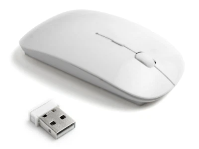 White Ultra Slim Thin Wireless Mouse Mice for PC Laptop Windows Apple Macbook  - Image 1 of 4