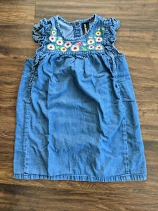 Size 4 Acoola Russian Brand Denim Embroidered Dress Sleeveless - Picture 1 of 5