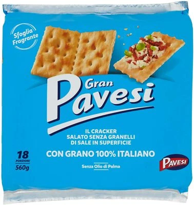 BARILLA CRACKERS GRAN PAVESI CRACKER SENZA SALE IN SUPERFICIE CLASSICI SNACK VEGAN 560 g