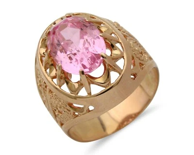 Soliatario de oro macizo de 14 k rosa turmalina extraída natural para mujer Foto 1 de 4