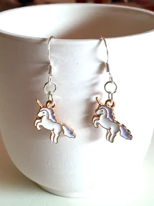 🦄Sweet Enamel Unicorn 925 Sterling Silver Plated Earrings🦄 - Picture 1 of 10