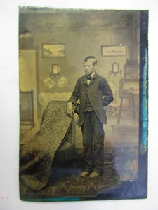 1860s Young Man Boy Tin Type Antique Photo Portrait Member of Gray Family PA - Picture 1 of 5
