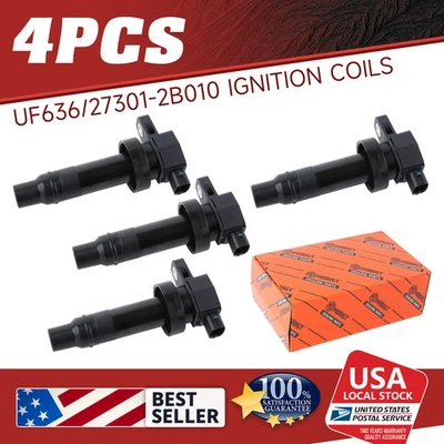 27301-2B010 4Pcs Ignition Coil UF636 Fit For 2012-2015 Hyundai Accent Kia Rio - Image 1 of 4
