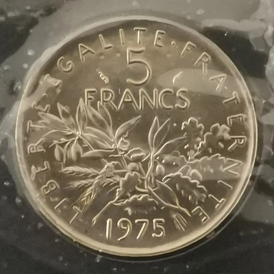 5 FRANCS SEMEUSE 1975 FDC SCELLEE ET ISSUE DU COFFRET / UNC FRANCE - Photo 1/2
