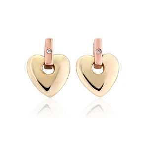 Welsh Clogau 9carat 9k Yellow & Rose Gold Diamond Set Cariad Stud Earrings - Imagen 1 de 8