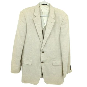 John W. Nordstrom 42L 2 Button White Cream Linen Blazer Jacket Striped - Picture 1 of 12