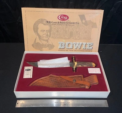 Cuchillo Bowie Case XX con mango de ciervo (1993-1999, sello de espiga de 2 puntos) Foto 1 de 4