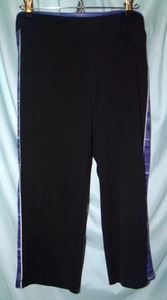 Made for Life Black Purple Side Strip Mid Rise Capri Crop Pant Women's Size M - Picture 1 of 5