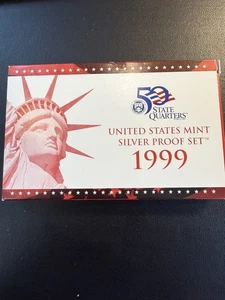 1999 United States Mint Silver Proof Set 9 Coins with Box and COA - Picture 1 of 6