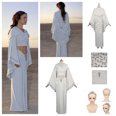 Return of the Jedi Princess Leia Cosplay Costume White Dress+Silver Headband set - Image 1 of 4