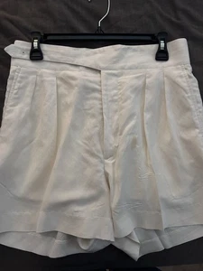 Ralph Lauren l 32 Purple Label Byron Pleated Buckle Classic Cream Linen Shorts - Picture 1 of 3