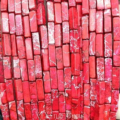 4x13mm Red Cuboid Tube Natural Sea Sediment Jaspers Beads for Jewelry Making DIY - Image 1 of 4