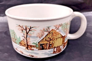 Sunnycraft Stoneware Collection Hand Decorated Korea Winter Scene Mug Cup Soup - Picture 1 of 5