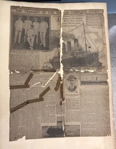 Antique Authentic 1912 Newspaper Page RMS Titanic Ship Tragedy Large Scrap Book - Picture 1 of 18