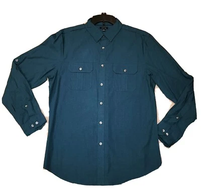 APT 9 Dress Shirt Men's Size Medium Button Down Long Sleeve Green - Image 1 of 3