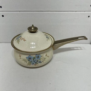 Mikasa Day Dreams Grande Chef Enamel Cookware Brass Handles Used 1 qt UN704 - Picture 1 of 6