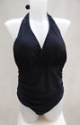 Shein black h'neck fully lined pad cup swimming costume Size 16 Label XL