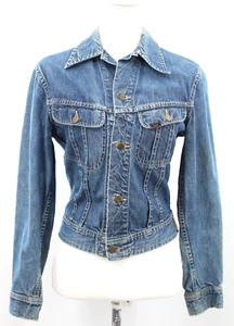 VTG 50s Boy's Lee Riders Denim Jean Jacket W/ Lettering 1950s Women's Sz XS/S - Picture 1 of 24