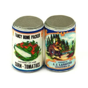 Puppenhaus Miniatur J. J. Lassiter Mais - Tomaten Dose (1920er) - Bild 1 von 1
