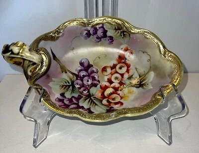 Nippon Hand Painted Porcelain One Handled Oval Dish With Gold Trim, Pre-Owned - Image 1 of 4