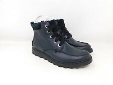 Sorel Leather Madsen Moc Boots Boys 3 Black Lace Up Waterproof Black Youth Kids