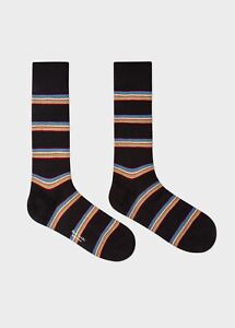 NWT Paul Smith Men's Block Multi Stripe socks, dark navy. Made in Italy.