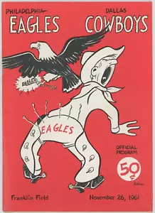 Philadelphia Eagles Dallas Cowboy 1961 programa excelente estado Franklin Field - Imagen 1 de 1