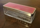 Antique French Silver Pink Guilloche Dresser Box with Cut Crystal Base 19th c.