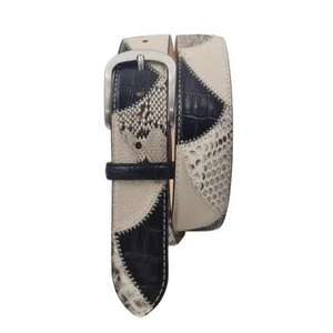 Cintura 4 cm Patchwork in vero Pitone e Pelle con fibbia Nichel free - Imagen 1 de 5
