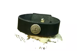 Lederarmband ODIN Schutz Armband schwarz Leder verstellbar 2cm breit Wikinger - Bild 1 von 2