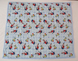 Vintage Handmade Looney Tunes Baby Blanket Hip Hop Theme Tweety & Silvester Blue - Picture 1 of 10