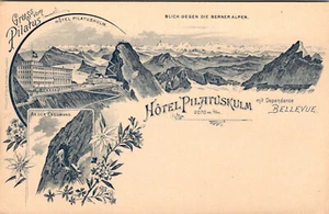 GRUSS VON PILATUS SWITZERLAND HOTEL PILATUSKULM OLD UNDIVIDED LITHO POSTCARD - Picture 1 of 2