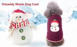 Dog Christmas Jumper Warm Fleece Outfit Pet Puppy Costume Vest Purple Snowman XL - Picture 1 of 32