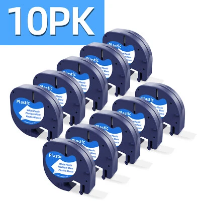 Dymo LetraTag Refill Black on White Plastic 91201 Label Tape 12mm for LT-100H