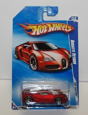 Hot Wheels 2010 #160 Hot Auction #2 ~ BUGATTI VEYRON ~ Satin Red VERY RARE - Image 1 of 4
