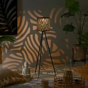 Solar Light Metal Leaf Floor Lamp Outdoor Lights Garten Decor Patio Light - Picture 1 of 3