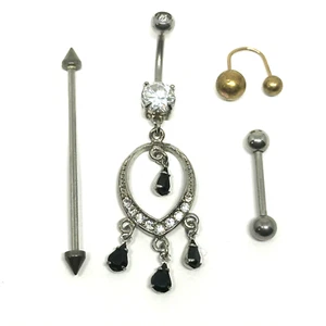 Lot Womens Belly Button Navel Rings Jewelry Pierce Rhinestone Body Piercing VTG - Picture 1 of 2