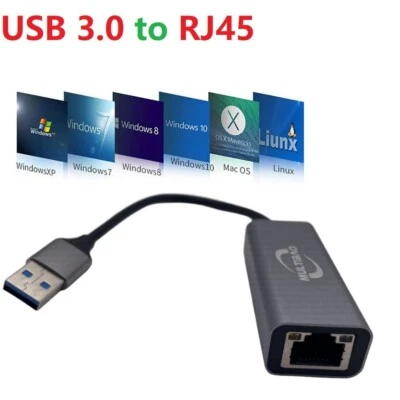 USB 3.0 to LAN ETHERNET RJ45 Gigabit Internet Cable Adapter MAC 10/100/1000 Hub - Image 1 of 4