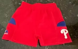 Pantaloncini a rete Majestic Philadelphia Phillies bambino 3-6 mesi unisex gioco palla ⚾️ - Foto 1 di 5