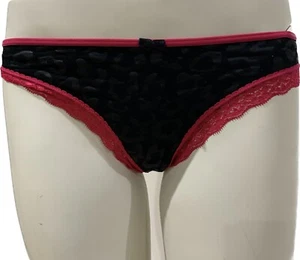G-String Thong Animal Print Black Pink Panties Knickers Lace Bow Undies Target - Picture 1 of 14
