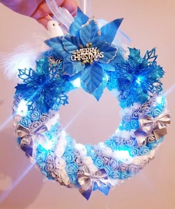 Light up Christmas Wreath Hanging Decor Xmas Party Door Garland - Picture 1 of 2