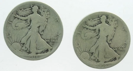 1916 & 1916 D Mint Silver Walking Liberty Half Dollar 50 Cent Cover