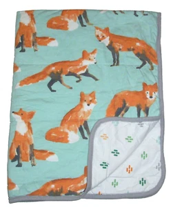 Cloud Island Fox Jersey Knit Baby Blanket Blue Orange Security Target - Picture 1 of 3