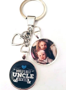 Personalised Photo Keyring Custom World's Best Uncle Gift Present Birthday - Foto 1 di 1