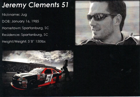 2011 JEREMY CLEMENTS  #51 NASCAR NATIONWIDE SERIES BB POSTCARD Cover