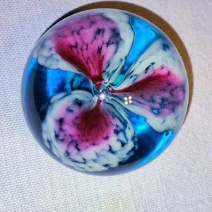 Vintage Floral Glass Paperweight hand blown OOAK 2 1/2 inches - Picture 1 of 3