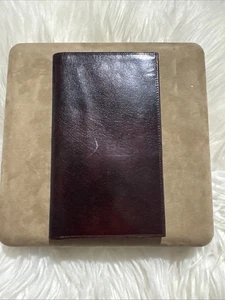 Cartera Abas Vintage Unisex Larga Doble Rojo Oscuro Cuero Avestruz Genuino Nueva sin Etiquetas - Imagen 1 de 19